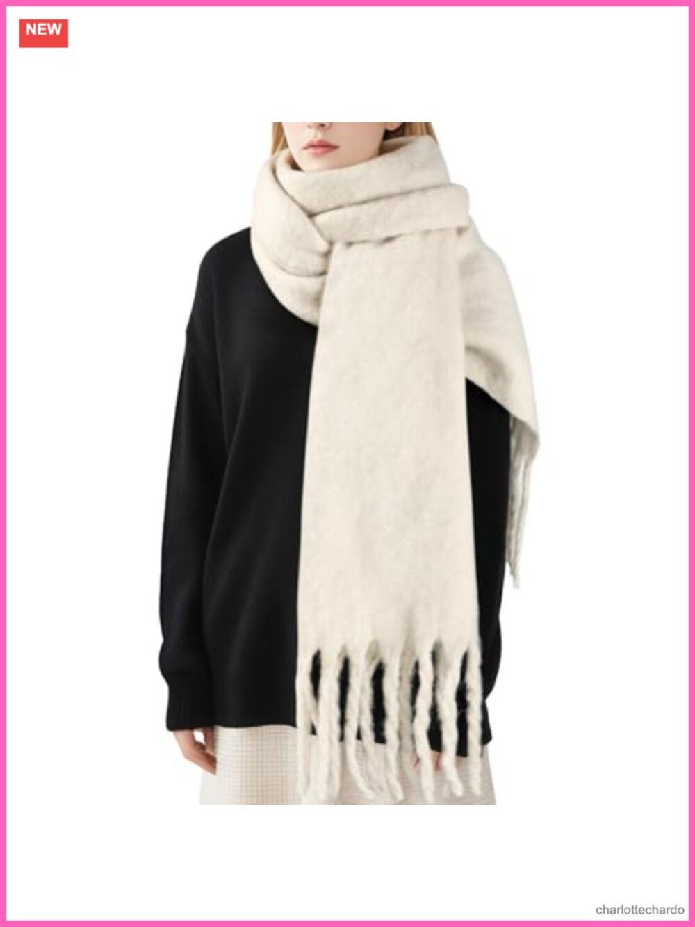 Large Thick Warm Winter Blanket Scarf 100% Acrylic Tassel Fringe Wrap